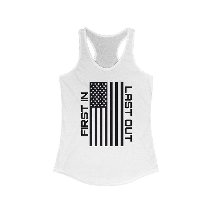 First In Last Out Women's Ideal Racerback Tank